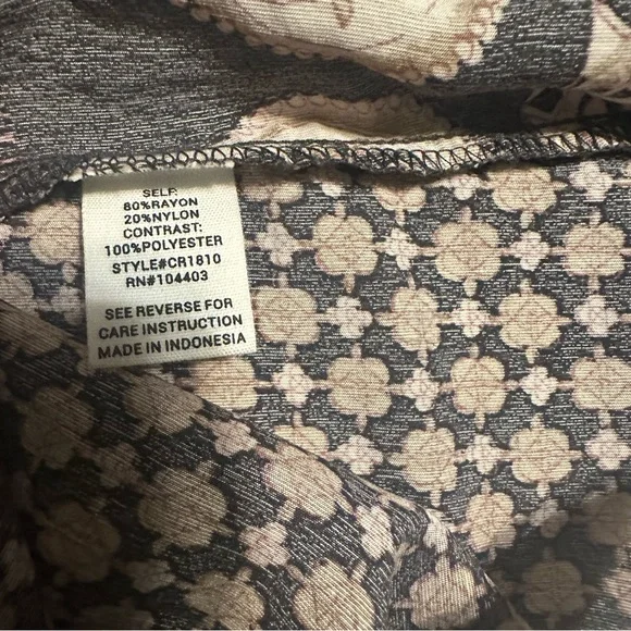 New Anthropology Women Mine Ballon Sleeves Ruffle Size Large Gray Tan Blouse - Picture 8 of 8